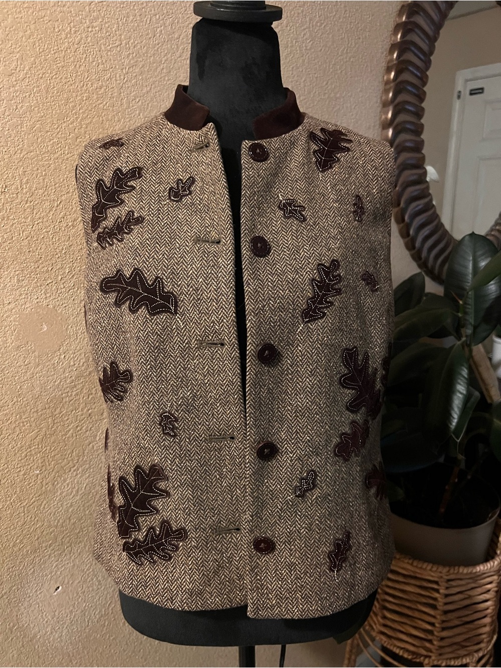 Talbots vintage herringbone tweed vest